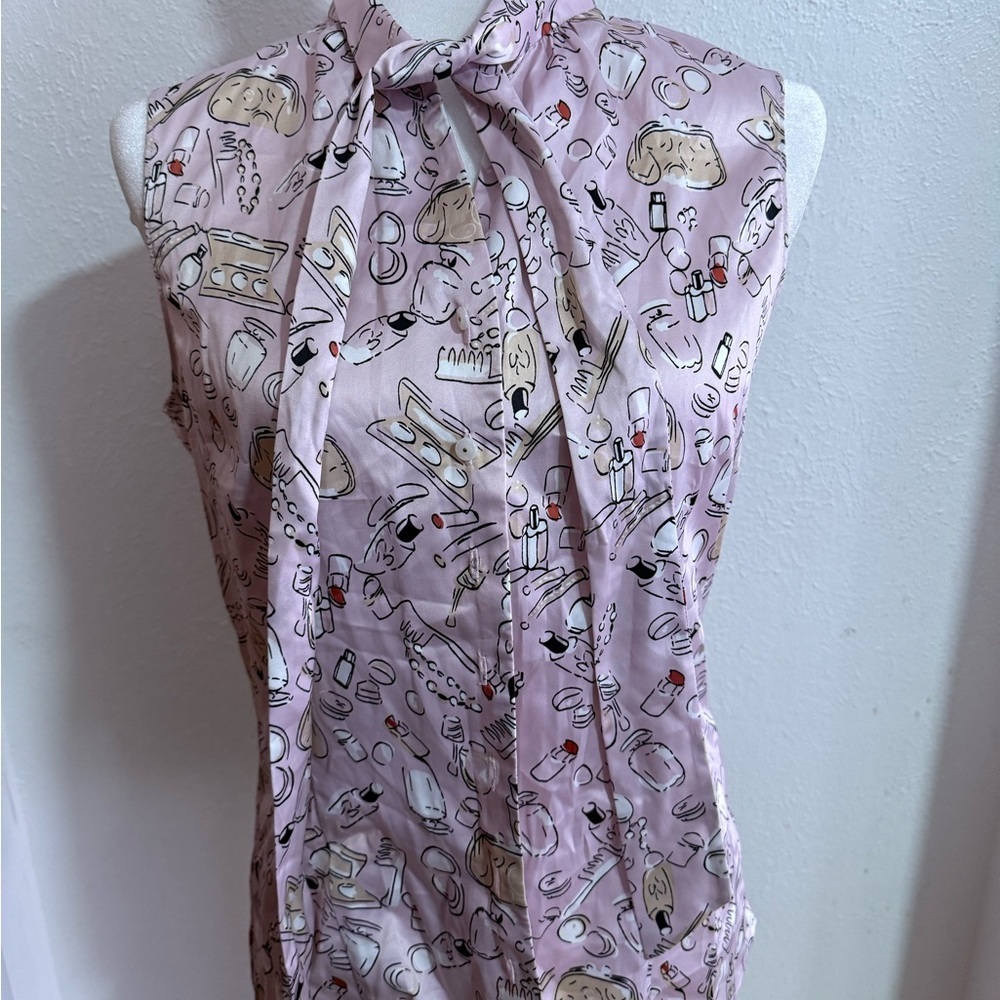 Tahari Light Pink Patterned Blouse